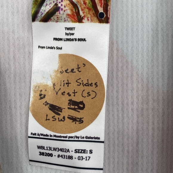 Le Galeriste Tweet Vest Cardigan Wearable Art Women Small Pink Purple Sleeveless - Picture 4 of 12